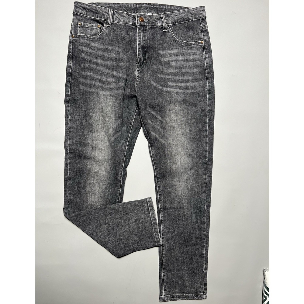 Fashion Men's Gray Medium Wash Denim Jeans Slim Fit Tapered Mid Rise Button 38